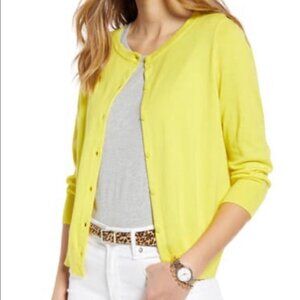 Nordstrom 1901 Women's Lightweight Bright Yellow Button Up Cardigan XL
